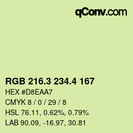 カラーコード: RGB 216.3 234.4 167 | qconv.com