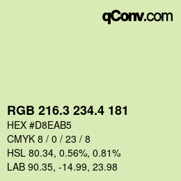 カラーコード: RGB 216.3 234.4 181 | qconv.com