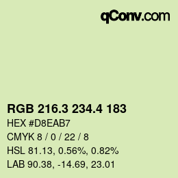カラーコード: RGB 216.3 234.4 183 | qconv.com
