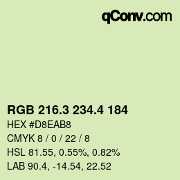 カラーコード: RGB 216.3 234.4 184 | qconv.com