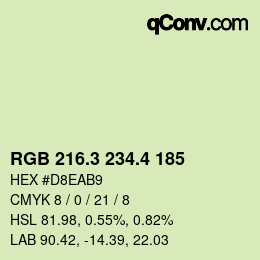 カラーコード: RGB 216.3 234.4 185 | qconv.com