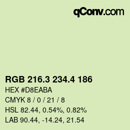 カラーコード: RGB 216.3 234.4 186 | qconv.com