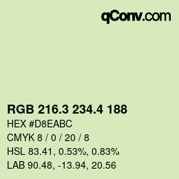 カラーコード: RGB 216.3 234.4 188 | qconv.com