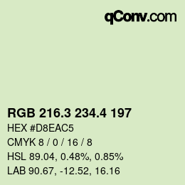カラーコード: RGB 216.3 234.4 197 | qconv.com