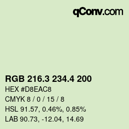カラーコード: RGB 216.3 234.4 200 | qconv.com