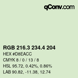 カラーコード: RGB 216.3 234.4 204 | qconv.com