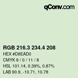 カラーコード: RGB 216.3 234.4 208 | qconv.com