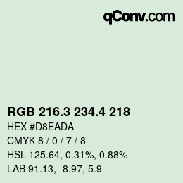 カラーコード: RGB 216.3 234.4 218 | qconv.com