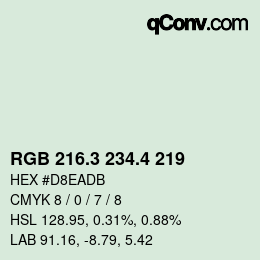 カラーコード: RGB 216.3 234.4 219 | qconv.com