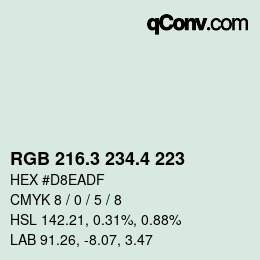 カラーコード: RGB 216.3 234.4 223 | qconv.com