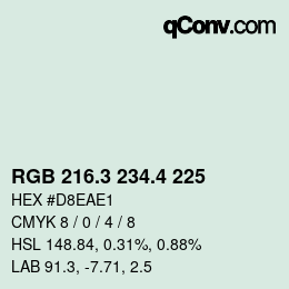 カラーコード: RGB 216.3 234.4 225 | qconv.com