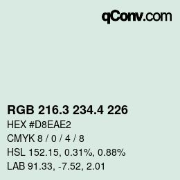 カラーコード: RGB 216.3 234.4 226 | qconv.com