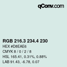 カラーコード: RGB 216.3 234.4 230 | qconv.com