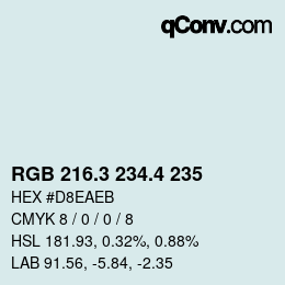 カラーコード: RGB 216.3 234.4 235 | qconv.com