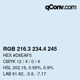 カラーコード: RGB 216.3 234.4 245 | qconv.com