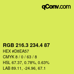 カラーコード: RGB 216.3 234.4 87 | qconv.com