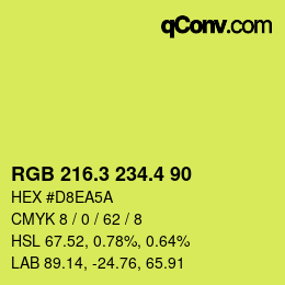 カラーコード: RGB 216.3 234.4 90 | qconv.com