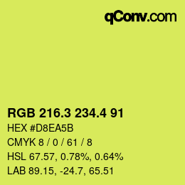 カラーコード: RGB 216.3 234.4 91 | qconv.com