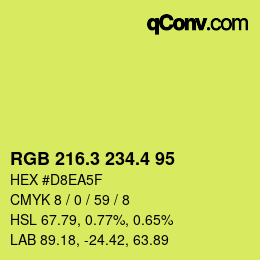 カラーコード: RGB 216.3 234.4 95 | qconv.com