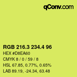 カラーコード: RGB 216.3 234.4 96 | qconv.com