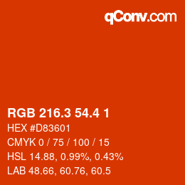 カラーコード: RGB 216.3 54.4 1 | qconv.com