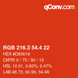 カラーコード: RGB 216.3 54.4 22 | qconv.com