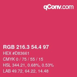 カラーコード: RGB 216.3 54.4 97 | qconv.com