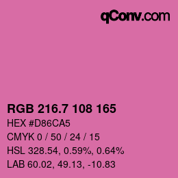 カラーコード: RGB 216.7 108 165 | qconv.com