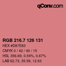カラーコード: RGB 216.7 126 131 | qconv.com