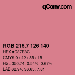 カラーコード: RGB 216.7 126 140 | qconv.com