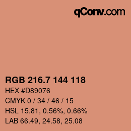 カラーコード: RGB 216.7 144 118 | qconv.com