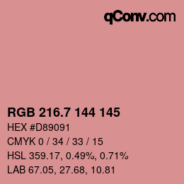 カラーコード: RGB 216.7 144 145 | qconv.com
