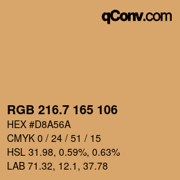 カラーコード: RGB 216.7 165 106 | qconv.com