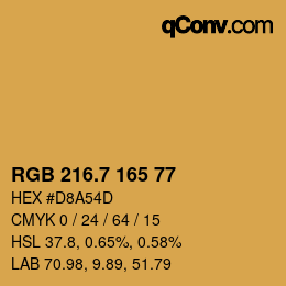 カラーコード: RGB 216.7 165 77 | qconv.com