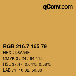 カラーコード: RGB 216.7 165 79 | qconv.com