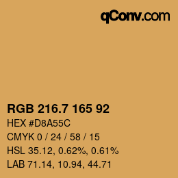 カラーコード: RGB 216.7 165 92 | qconv.com