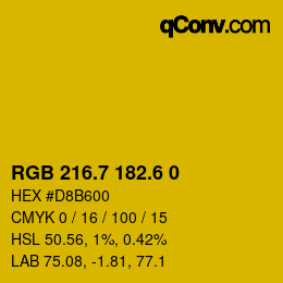 カラーコード: RGB 216.7 182.6 0 | qconv.com