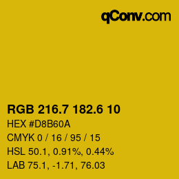 カラーコード: RGB 216.7 182.6 10 | qconv.com