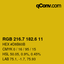 カラーコード: RGB 216.7 182.6 11 | qconv.com