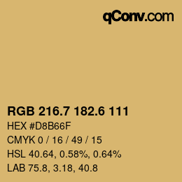 カラーコード: RGB 216.7 182.6 111 | qconv.com