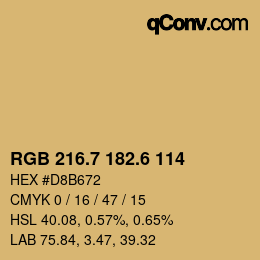 カラーコード: RGB 216.7 182.6 114 | qconv.com