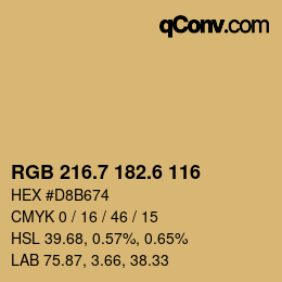 カラーコード: RGB 216.7 182.6 116 | qconv.com
