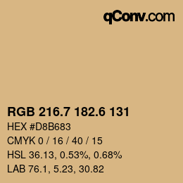カラーコード: RGB 216.7 182.6 131 | qconv.com