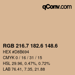 カラーコード: RGB 216.7 182.6 148.6 | qconv.com
