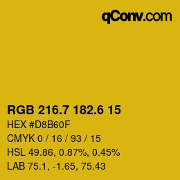 カラーコード: RGB 216.7 182.6 15 | qconv.com