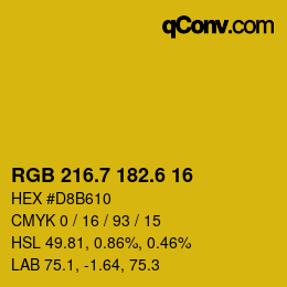 カラーコード: RGB 216.7 182.6 16 | qconv.com