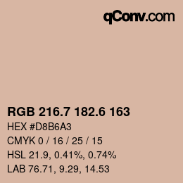 カラーコード: RGB 216.7 182.6 163 | qconv.com