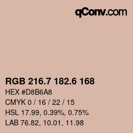 カラーコード: RGB 216.7 182.6 168 | qconv.com