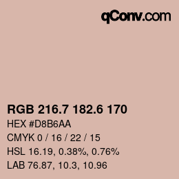 カラーコード: RGB 216.7 182.6 170 | qconv.com
