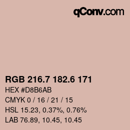 カラーコード: RGB 216.7 182.6 171 | qconv.com